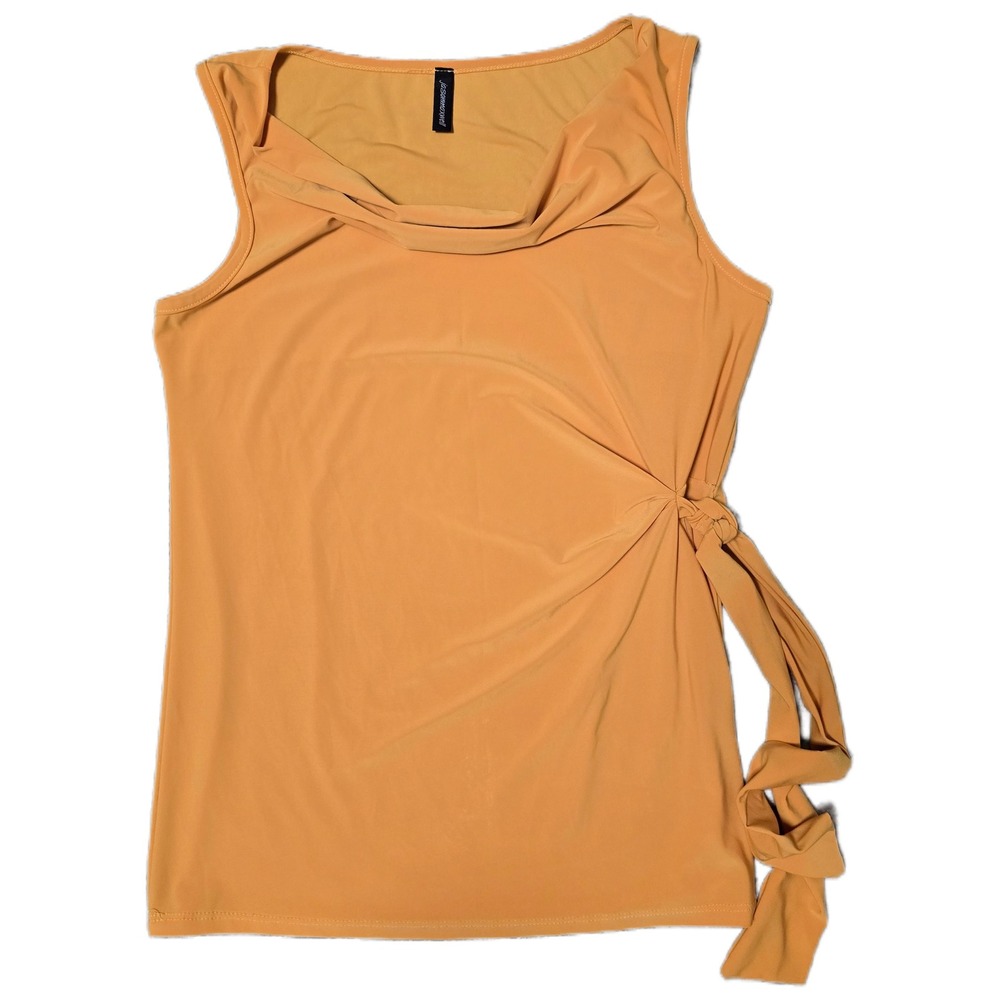 Jason Maxwell Womens Sleeveless Top Gold Cowl Neck Tie Side Tank Blouse LG‎ (H)